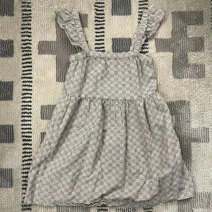 Madewell Ruffle Shoulder Tiered Mini Dress - Cream Pattern